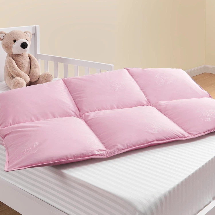 Crib Comforter - Duvet | Goose Down Quilt For Kids, All Season Blanket Insert For Crib Bed, Stroller, Travel (33x43, Pink)